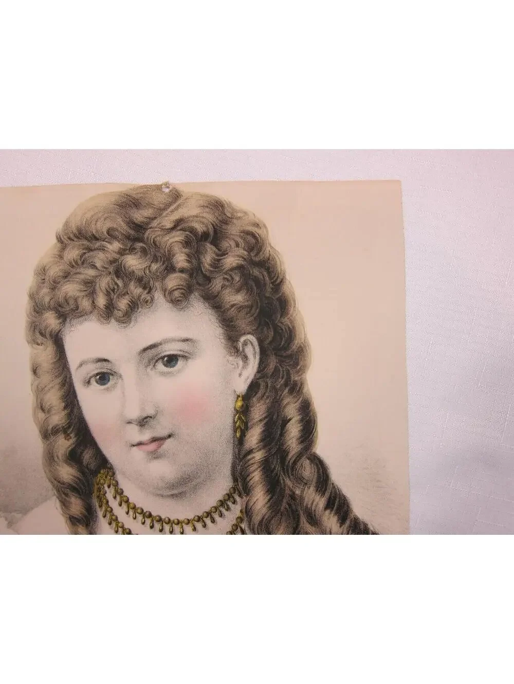Antique Currier & Ives My Choice Beautiful Girl Hand Colored Lithograph 12 x 9